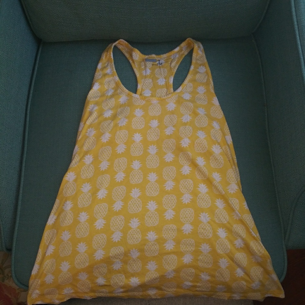 Yellow Pineapple razorback tank top